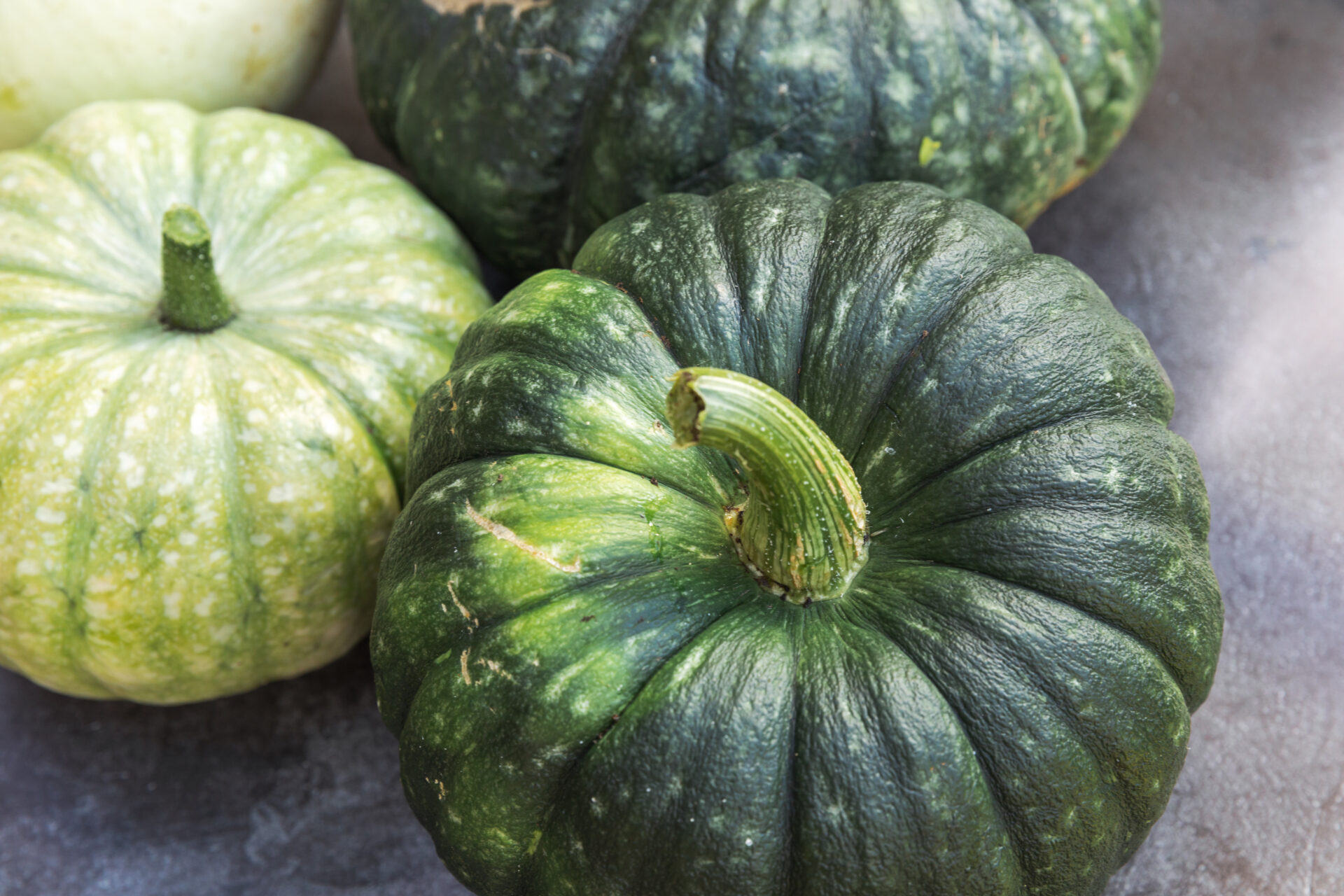 Autumnal Background. Natural autumn fall view pumpkins on dark black stone shale background, October or september wallpaper Change of seasons ripe organic food concept Halloween party Thanksgiving day